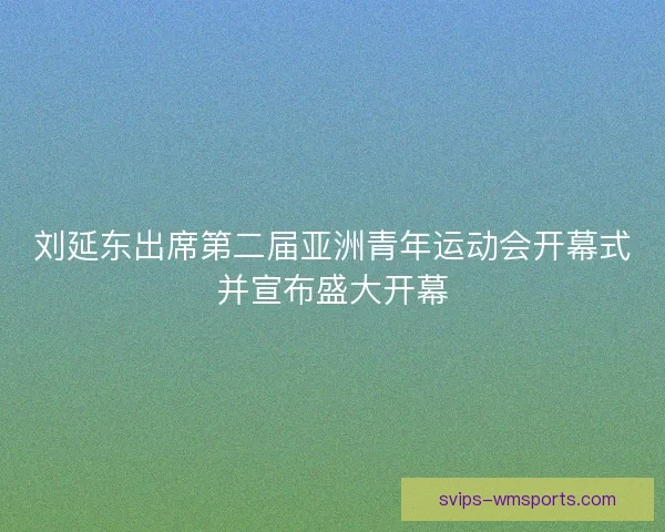 刘延东出席第二届亚洲青年运动会开幕式并宣布盛大开幕